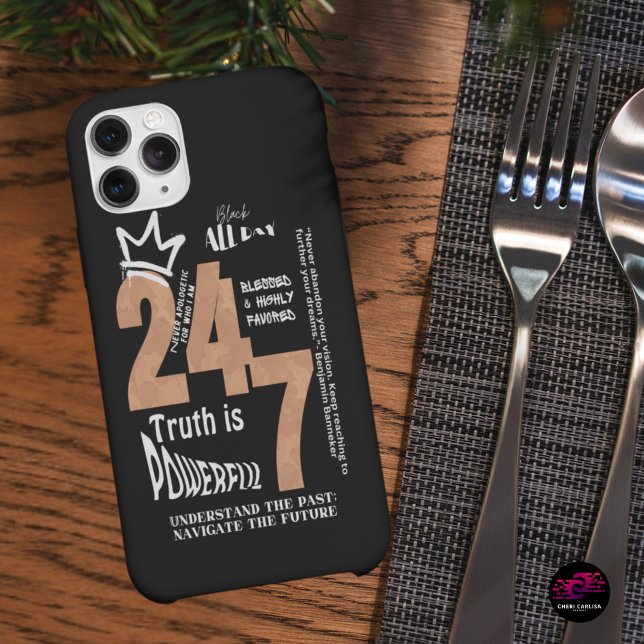Black All Day 24/7 Slogan Graphic-Men Case-Mate iPhone Case (Truth is powerful. Keep it close.)