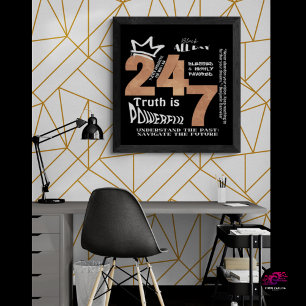 Black All Day 24/7 Slogan Graphic-Men Poster
