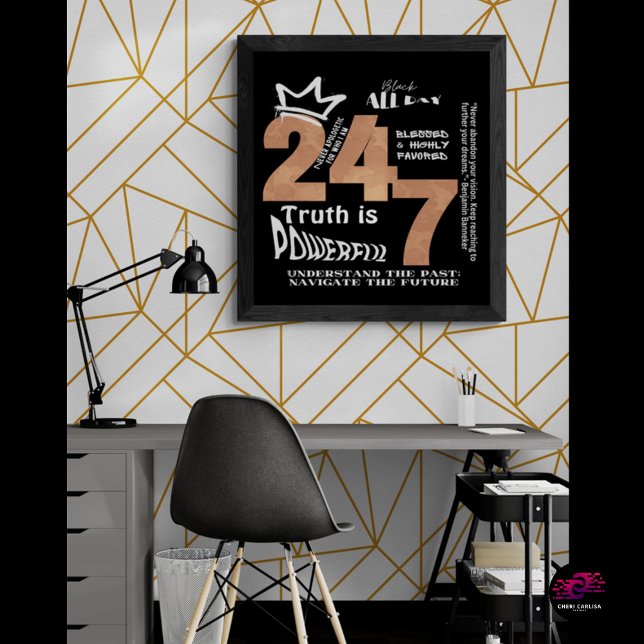 Black All Day 24/7 Slogan Graphic-Men Poster (Presence over noise. Truth over trends.)