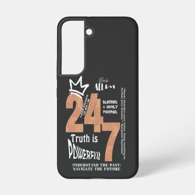 Black All Day 24/7 Slogan Graphic Samsung Galaxy Case (Back)