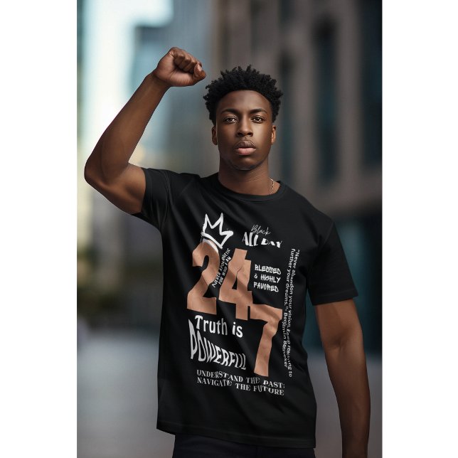 Black All Day 24/7 Slogan Graphic T-Shirt (Black All Day 24/7)