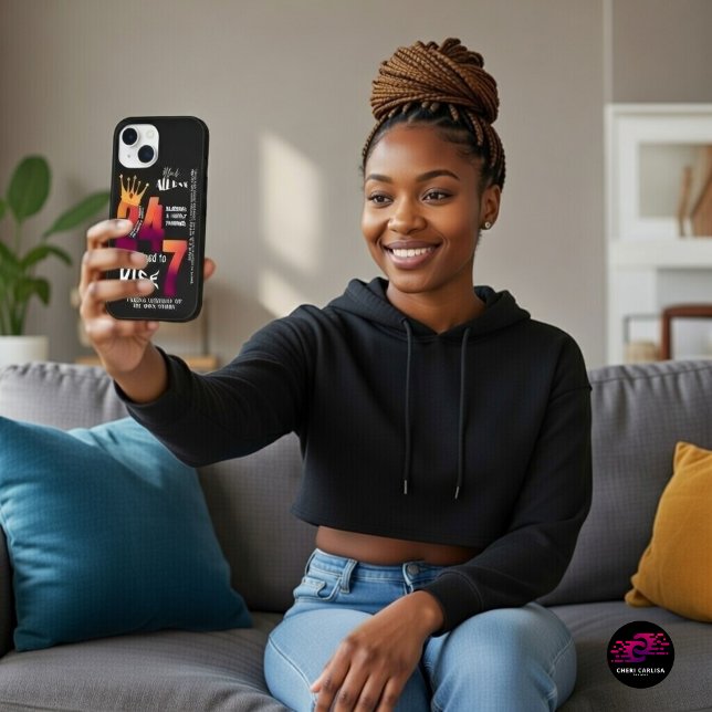 Black All Day 24/7 Slogan Graphic-Women Case-Mate iPhone Case (Determined to rise. Even in the quiet moments.)