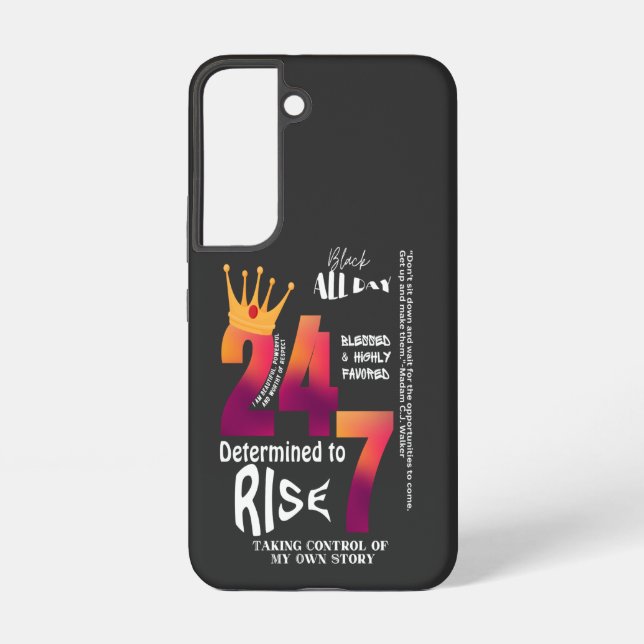 Black All Day 24/7 Slogan Graphic-Women Samsung Galaxy Case (Back)
