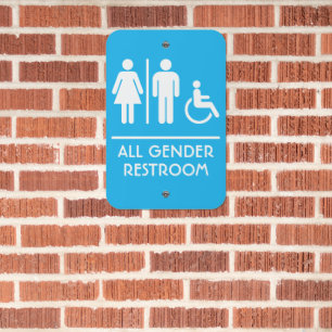 Black All Gender Restroom Metal Sign