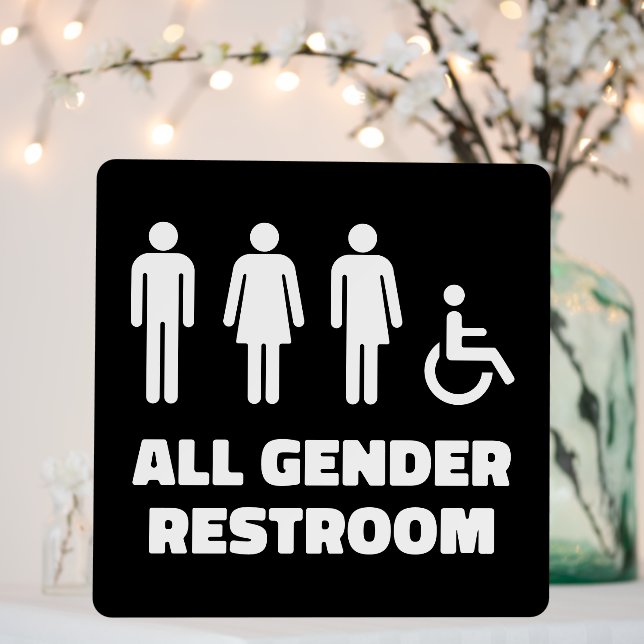 Black All Gender Restroom Sign (In Situ (Wedding))