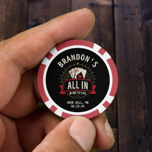 Black "All In Before the Ring" Bachelor Party Poker Chips