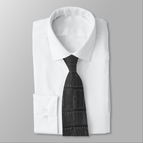 Black Alligator Skin Texture Neck Tie