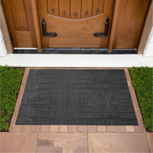 Black Alligator Texture Print Doormat