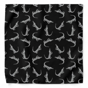 Black Alligators Print Pattern Animal Art Design Bandana