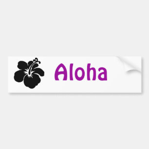 Black aloha flower bumper sticker