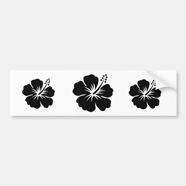 Black aloha flower bumper sticker (Front)