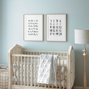 Black alphabet and numbers set of 2