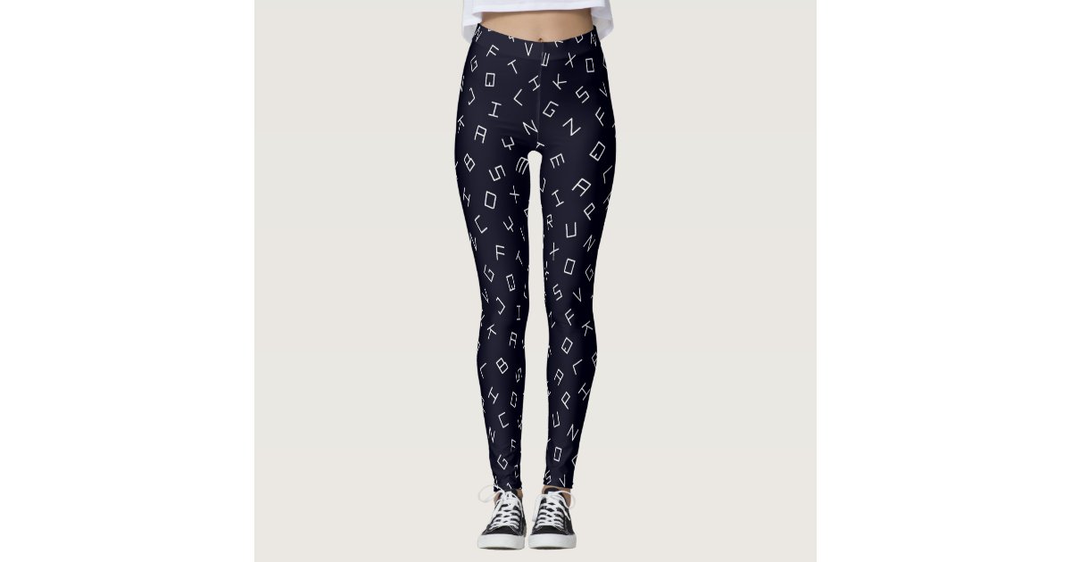 Black Alphabet letter Women Leggings