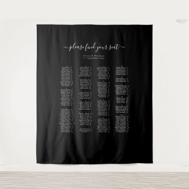 Black Alphabetical Wedding Seating Chart Backdrop  (Front)