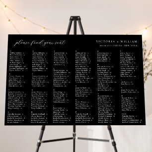Black Alphabetical Wedding Seating Chart Foam Board