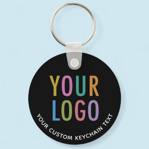 Black Aluminum Keychain Custom Business Logo Round
