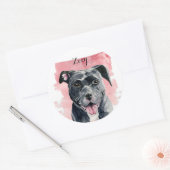 Black American Bulldog Watercolor Painting Classic Round Sticker (Envelope)