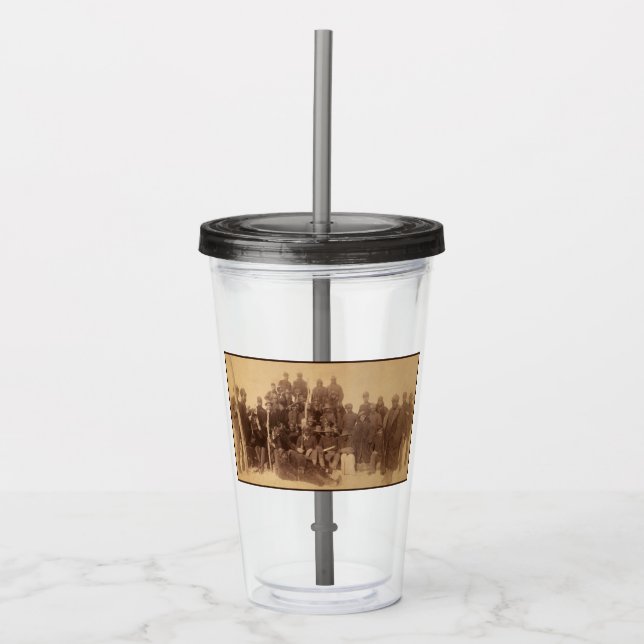 Black American Fighting Cavalry: Buffalo Warriors Acrylic Tumbler (Front)