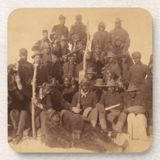 Black American Fighting Cavalry: Buffalo Warriors Beverage Coaster (Front)