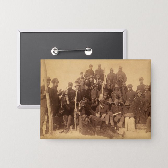 Black American Fighting Cavalry: Buffalo Warriors Button (Front/Back)