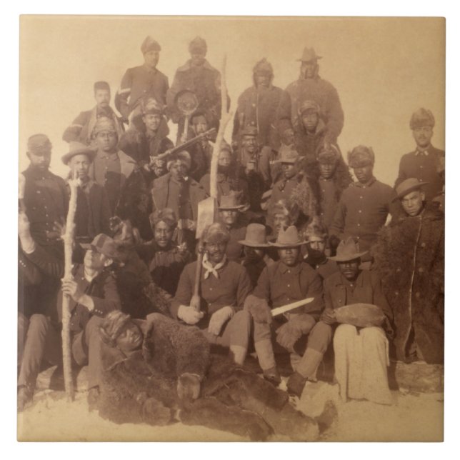 Black American Fighting Cavalry: Buffalo Warriors Ceramic Tile (Front)