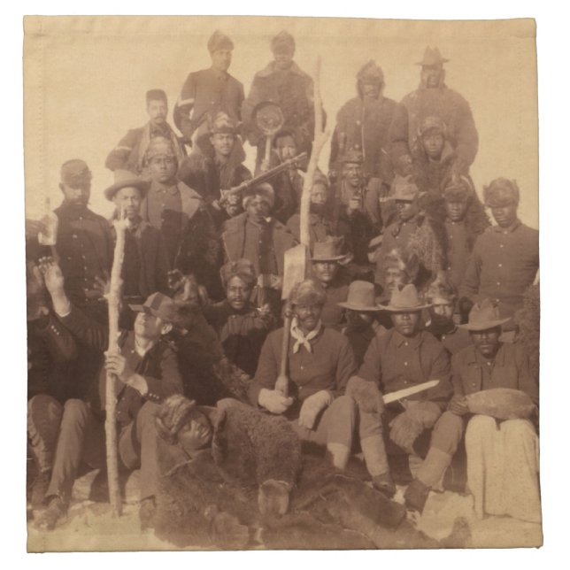Black American Fighting Cavalry: Buffalo Warriors Cloth Napkin (Front)
