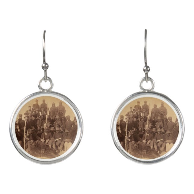 Black American Fighting Cavalry: Buffalo Warriors Earrings (Front)