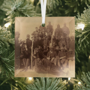 Black American Fighting Cavalry: Buffalo Warriors Glass Ornament