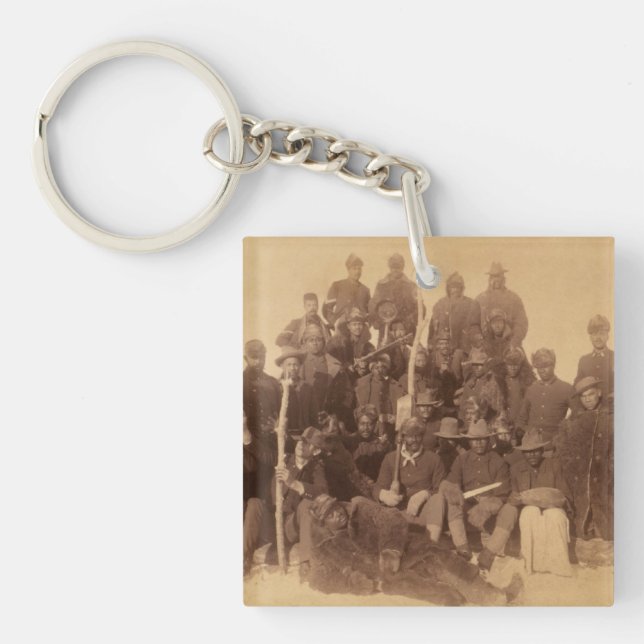 Black American Fighting Cavalry: Buffalo Warriors Keychain (Front)