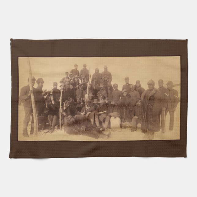 Black American Fighting Cavalry: Buffalo Warriors Kitchen Towel (Horizontal)