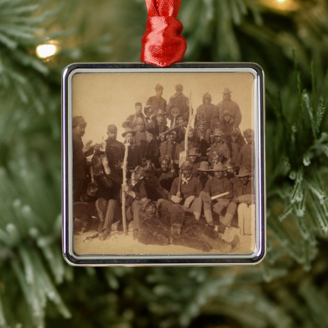 Black American Fighting Cavalry: Buffalo Warriors Metal Ornament (Tree)