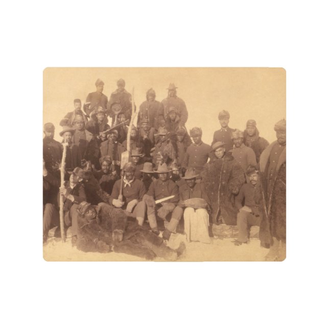 Black American Fighting Cavalry: Buffalo Warriors Metal Print (Front)