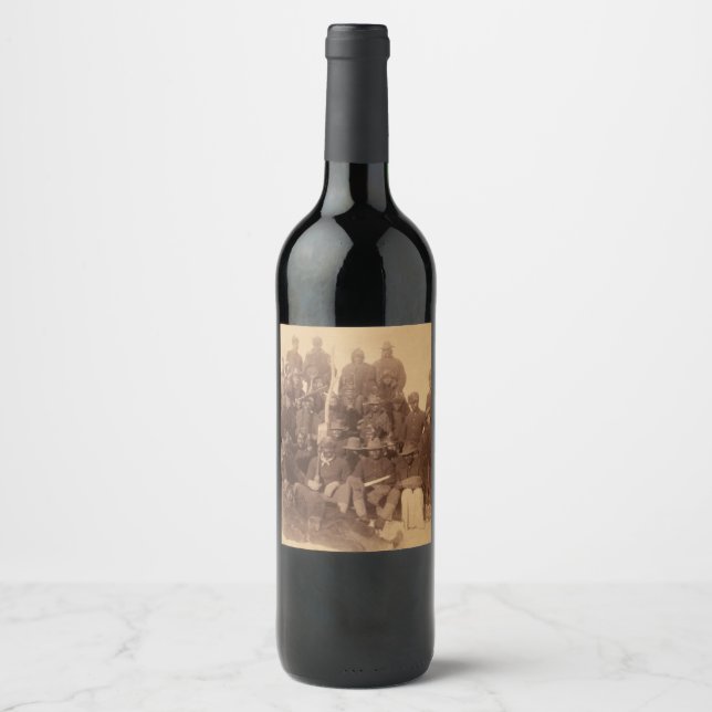 Black American Fighting Cavalry: Buffalo Warriors Wine Label (Front)