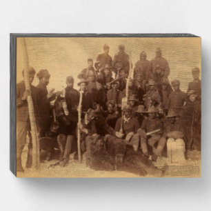 Black American Fighting Cavalry: Buffalo Warriors Wooden Box Sign