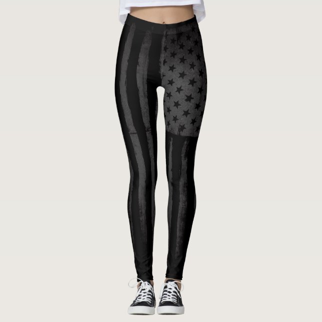 Black American flag Leggings (Front)