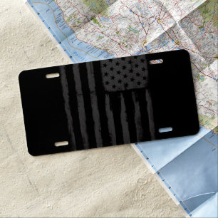 Black American flag License Plate