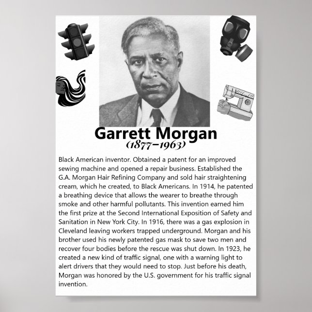 Black American History Poster - Garrett Morgan (Front)