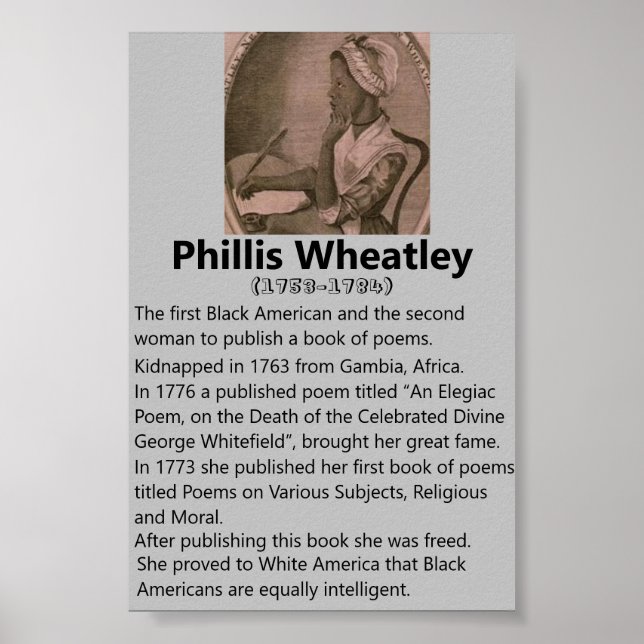 Black American History Poster - Phillis Wheatley (Front)