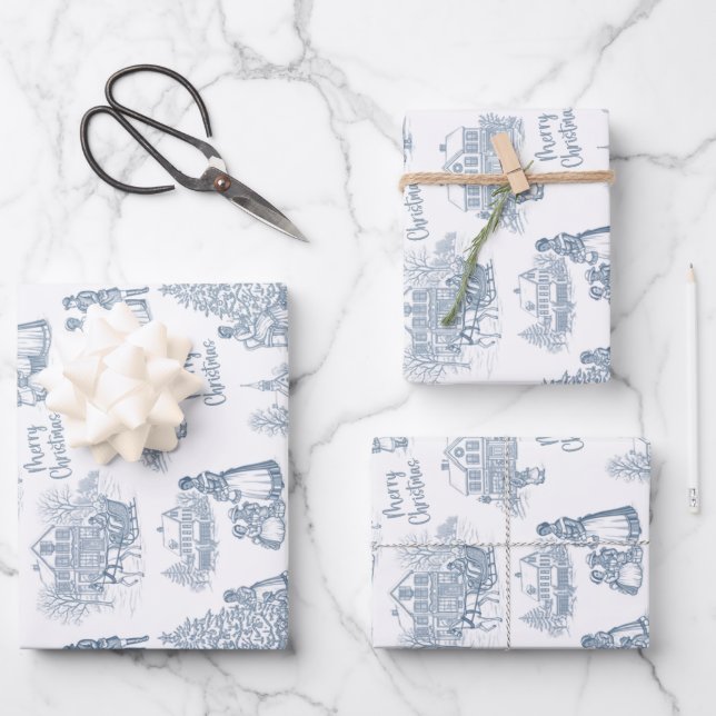 Black American Toile De Jouy - Afrocentric Art Wrapping Paper Sheets (Front)