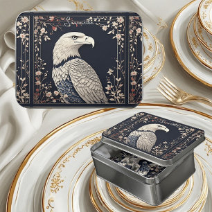 Black Americana Patriotic Eagle Soft Ivory Floral Jigsaw Puzzle