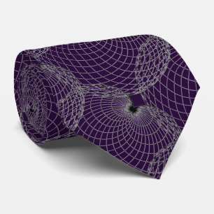 Black Amethyst Purple 220033 & Grey "Spider Web" Neck Tie
