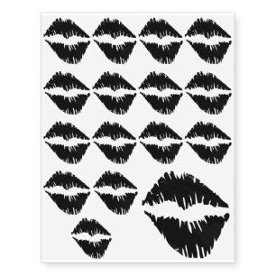 Black an Gold Bride squad kiss Goth Temporary Tattoos