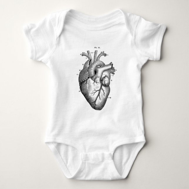 Black Anatomical Heart Baby Bodysuit (Front)