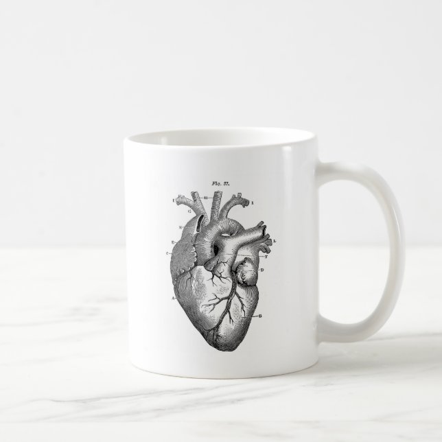 Black Anatomical Heart Coffee Mug (Right)