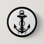 Black Anchor Double Rope Pinback Button