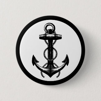 Black Anchor Double Rope Pinback Button