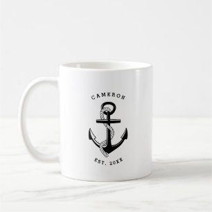 Black Anchor Nautical Personalized Mug