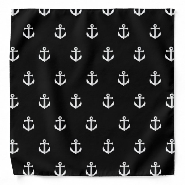 Black anchor pattern bandana (Front)