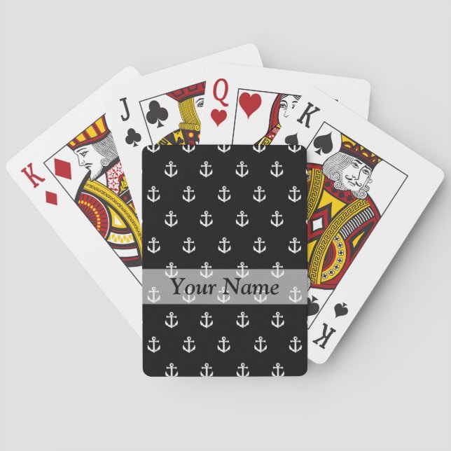 Black anchor pattern poker cards (Back)