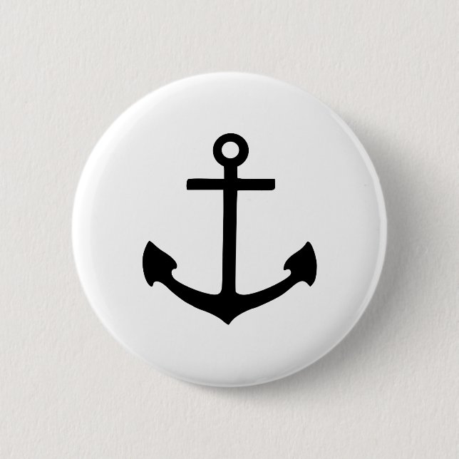 Black Anchor Pinback Button (Front)